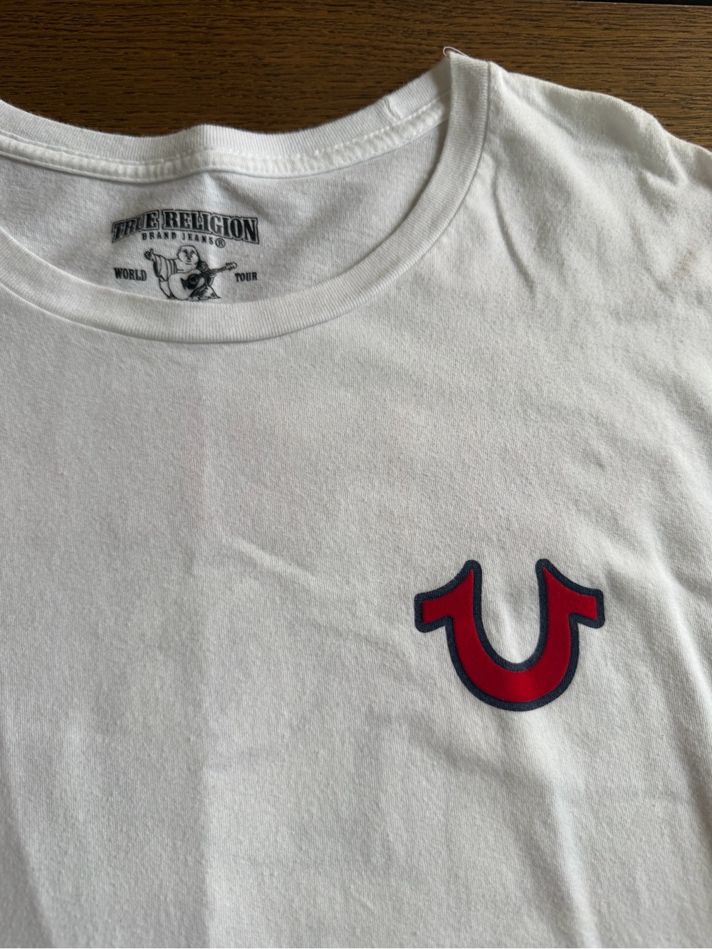 True Religion White Short-Sleeve Tee with Red Logo